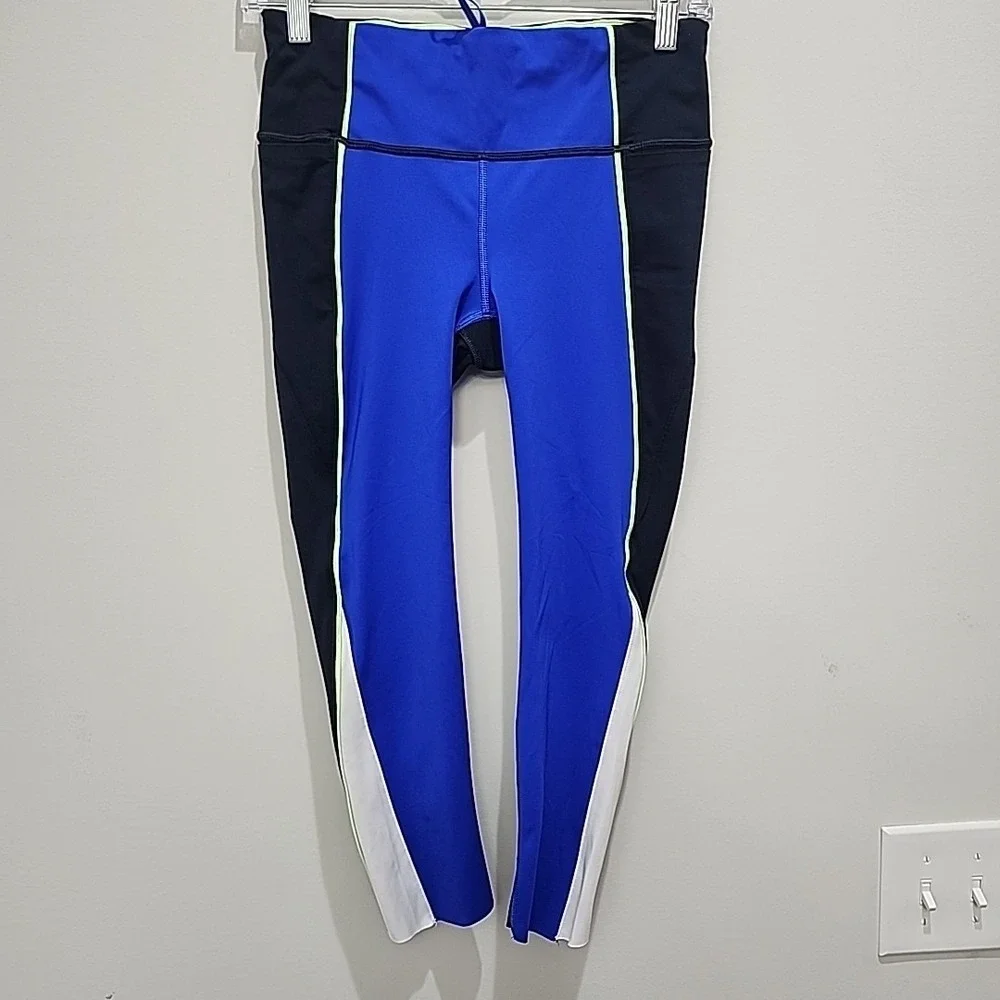 ATHLETA Tanzanite Blue VELOCITY COLORBLOCK CAPRI Stash Pocket Cropped Legging XS